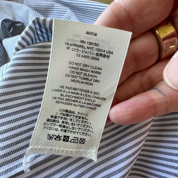 The Row Black & White Pedro Shirt Removable Collar Straight Front Long Back L - Picture 14 of 16